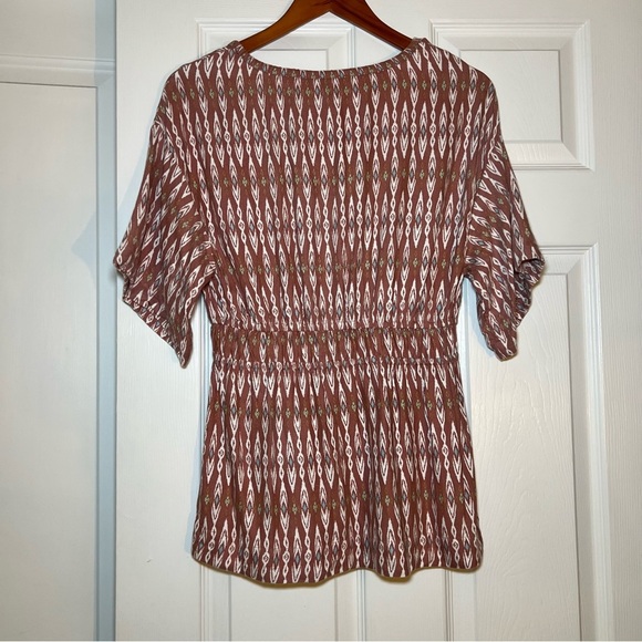 Joie Renae Split Neck Canyon Rose Short Sleeve Top - Picture 2 of 5